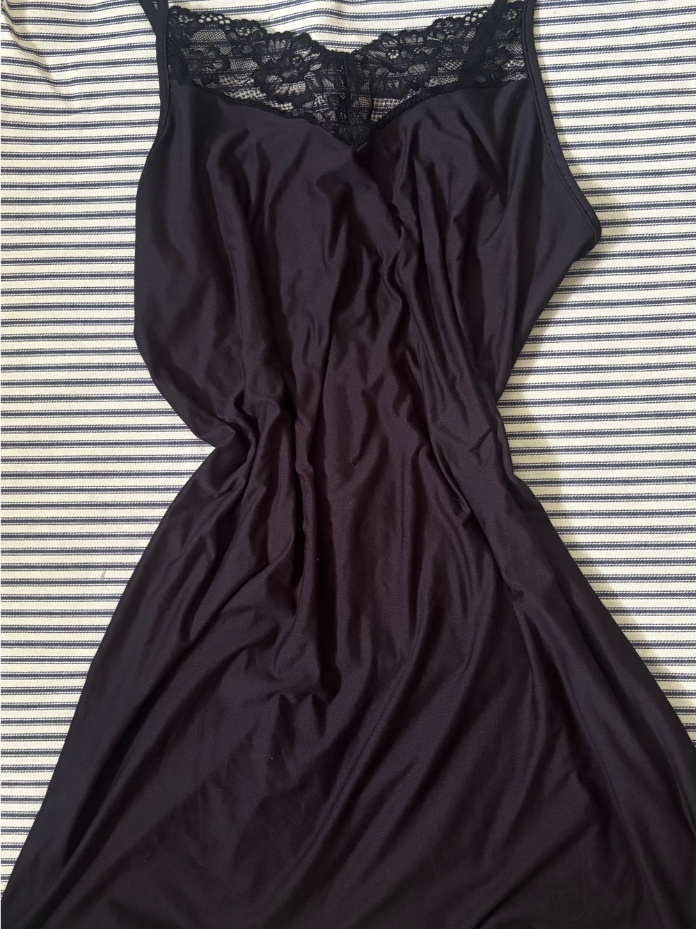 Classic Black Lace-Trim Slip Dress - Women
